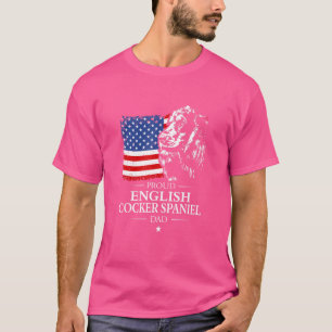 Proud English Cocker Spaniel Dad American Flag Pat T-Shirt