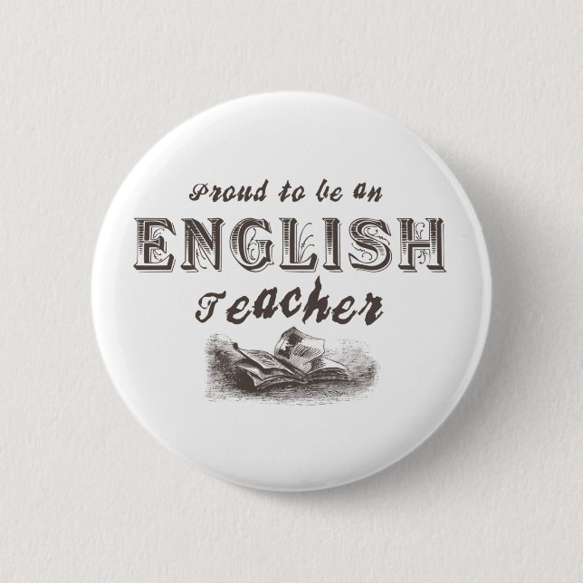 Proud English Teacher Victorian Pinback Button (Front)