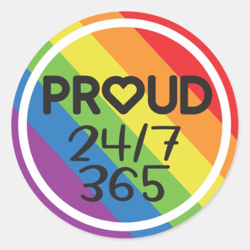 Proud everyday rainbow colors pride month classic round sticker