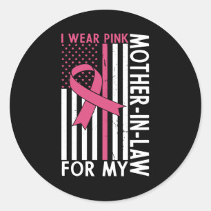 Proud Family Breast Cancer Warrior Mother-in-Law Classic Round Sticker