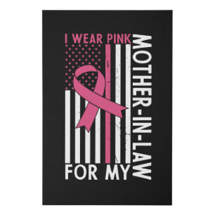 Proud Family Breast Cancer Warrior Mother-in-Law Faux Canvas Print
