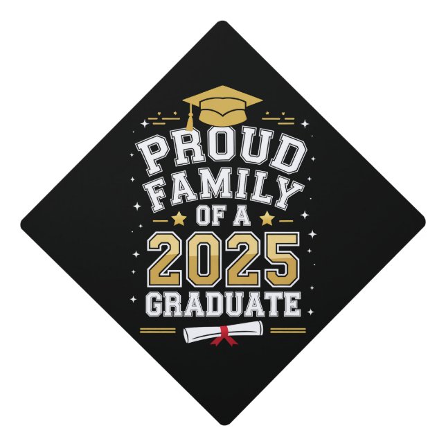 Proud Family Of A 2025 Graduate Graduation Graduation Cap Topper (Front)