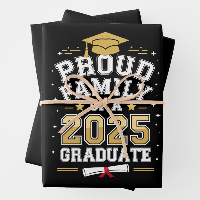 Proud Family Of A 2025 Graduate Graduation Wrapping Paper Sheets (In situ)