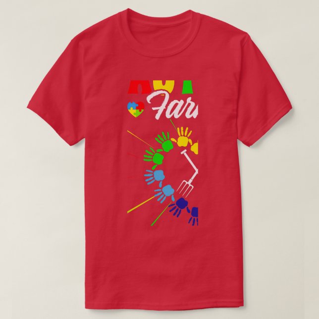 Proud Farmer Autism Awareness Men Women Accept Lov T-Shirt (Design Front)