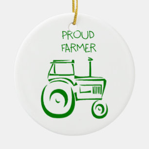 Proud Farmer Tractor Ceramic Ornament