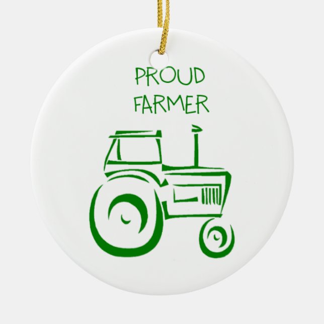 Proud Farmer Tractor Ceramic Ornament (Front)