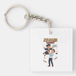 Proud Father Celebrating Child's Graduation Succes Keychain
