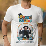 Proud Father of the graduate photo groovy retro  T-Shirt<br><div class="desc">Celebrate your graduate's big day with our customizable "Proud Father of the Graduate" t-shirt! Embrace the groovy vibes with retro fonts and vibrant colors. Personalize it with your graduate's name,  photo,  school name,  and graduation year for a truly unique keepsake with the perfect blend of nostalgia and pride</div>