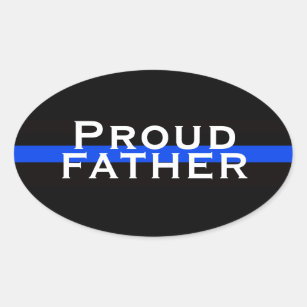 PROUD FATHER POLICE OFFICER OVAL BUMPER STICKER