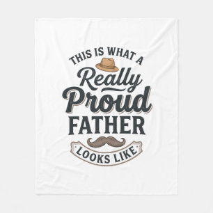 Proud Father Vintage Engraving Quote Design_1 Fleece Blanket