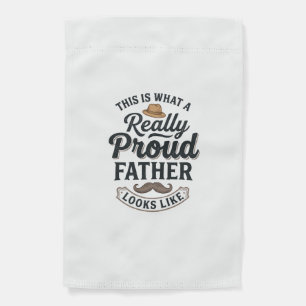 Proud Father Vintage Engraving Quote Design_1 Garden Flag