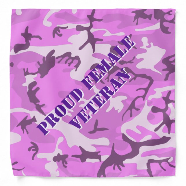 Proud Female Veteran Pink Purple Camo Bandana (Front)