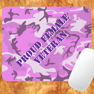 Proud Female Veteran Pink Purple Camo Mouse Pad