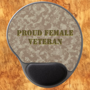 Proud Female Veteran Sand Tan Camo Mouse Pad