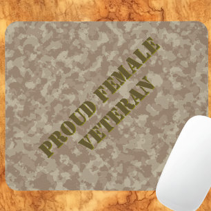 Proud Female Veteran Sand Tan Camo Mouse Pad