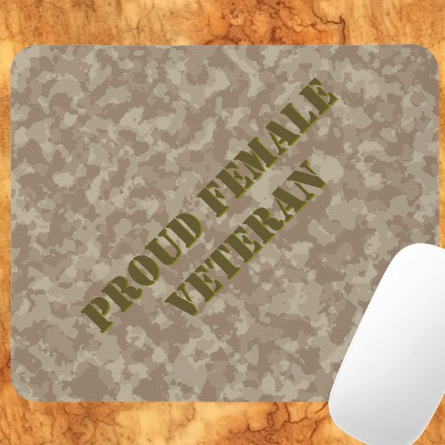 Proud Female Veteran Sand Tan Camo Mouse Pad (Creator Uploaded)