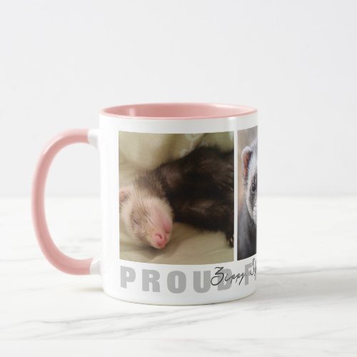 Proud Ferret Mom Custom 3 Photo Collage Mug