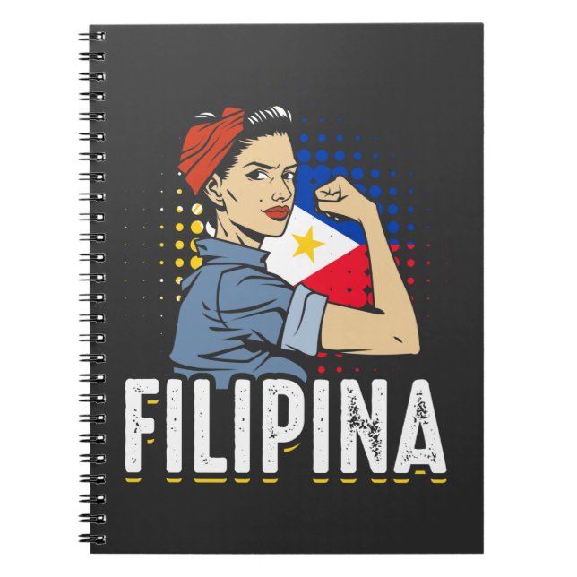 Proud Filipina Woman Girl Philippines Flag Notebook (Front)