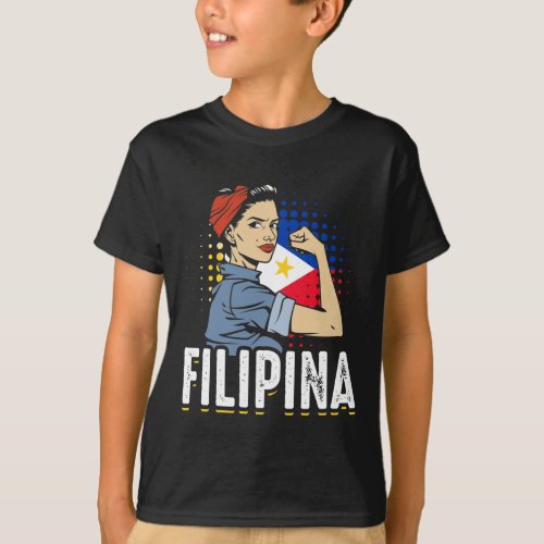 Proud Filipina Woman Girl Philippines Flag T_Shirt