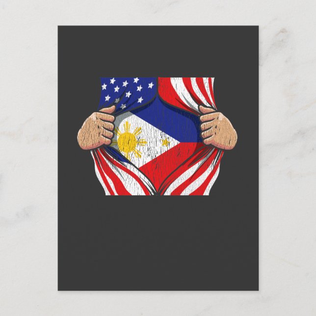 Proud Filipino Roots American Philippines Flag Postcard (Front)