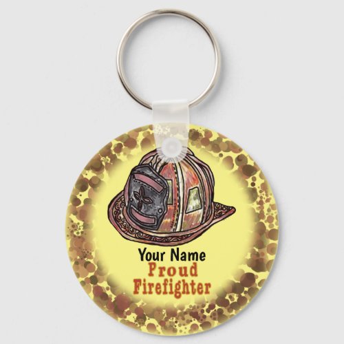 Proud Firefighter custom name keychain