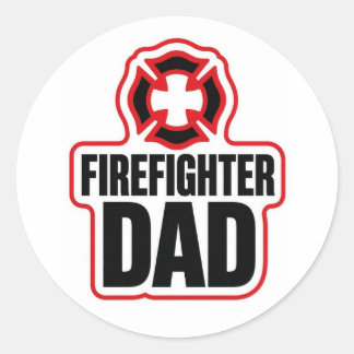 Proud Firefighter Dad Classic Round Sticker