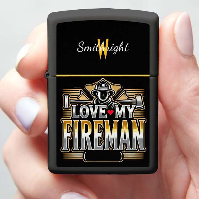 Proud Firefighter Love Metallic AI Generated Art Zippo Lighter (In Hand)