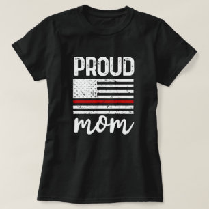 Proud Firefighter Mom American Flag Gift T-Shirt