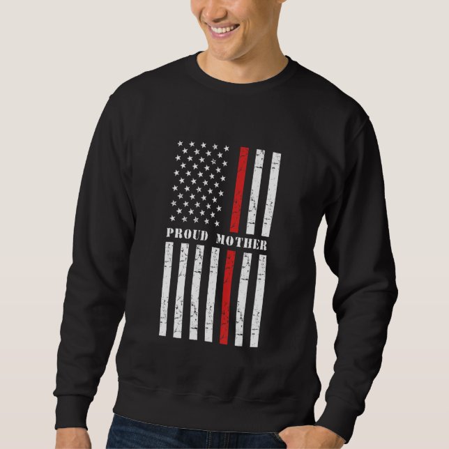 Proud Firefighter Mother Fireman American Flag Sup Sweatshirt (Front)