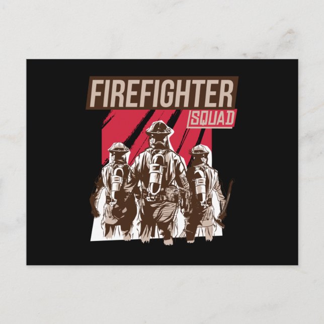 Proud Firefighter Squad Postcard (Front)