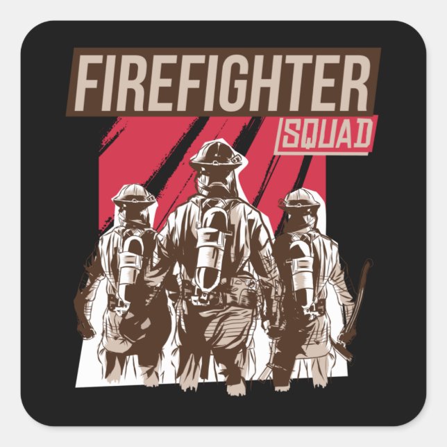 Proud Firefighter Squad Square Sticker (Front)
