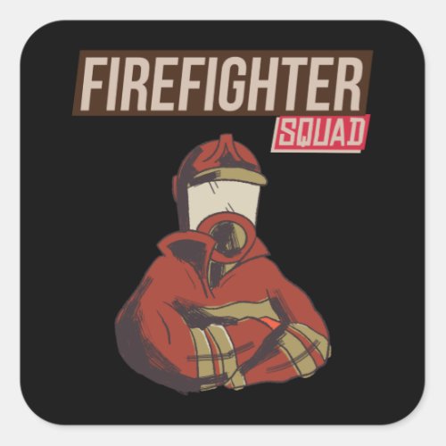 Proud Firefighter Squad Square Sticker