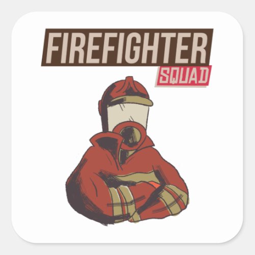 Proud Firefighter Squad Square Sticker