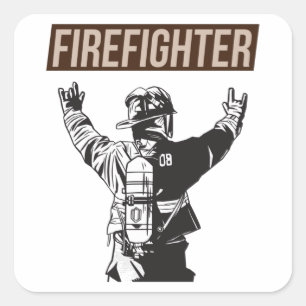 Proud Firefighter Squad Square Sticker