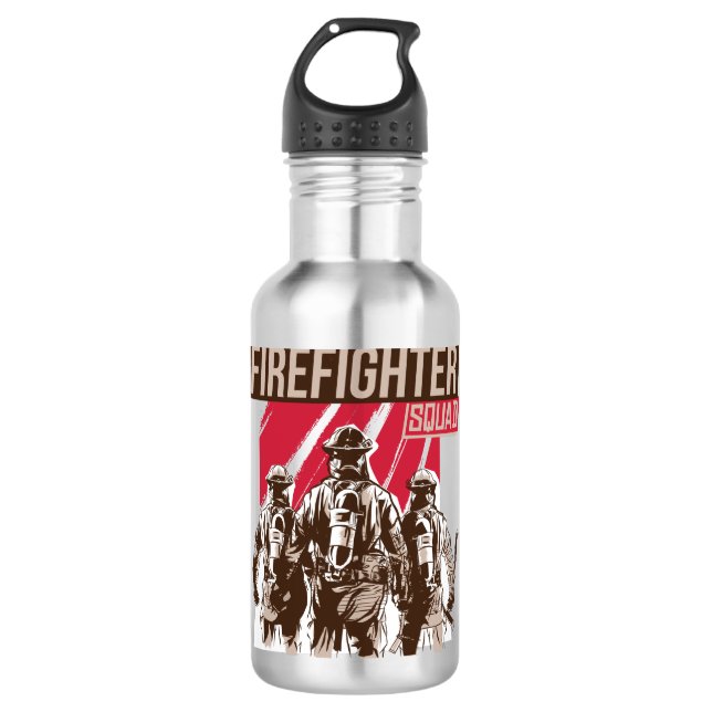 Proud Firefighter Squad Stainless Steel Water Bottle (Front)