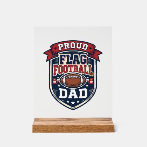 Proud Flag Football Dad Vintage Patriotic Badge De Acrylic Sign