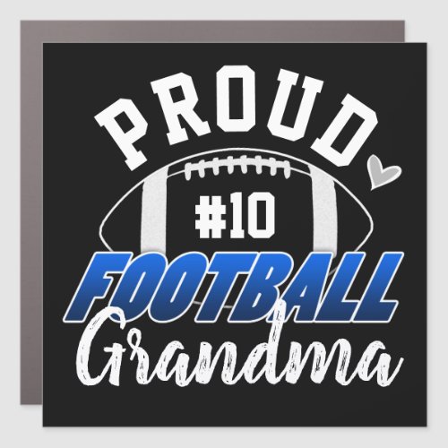 Proud Football Grandma Player Number Blue Car Magnet
