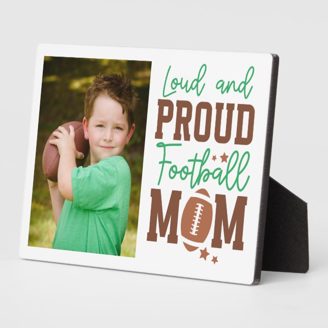 Proud Football Mom Family Photo Plaque (Side)