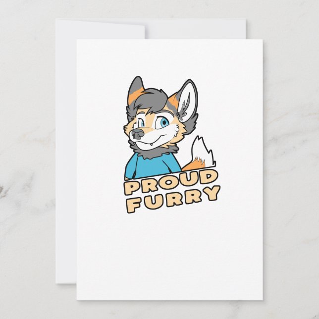 Proud Furry Cute Funny Furry Fandom Fursuit Gift Holiday Card (Front)