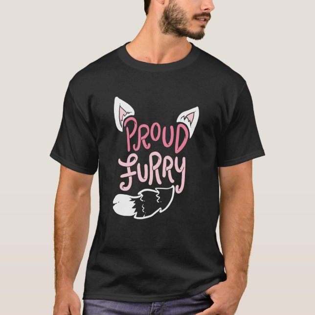 Proud Furry Tail and Ears Cosplay T-Shirt (Front)