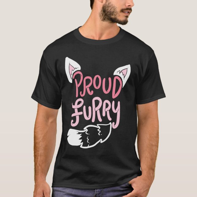 Proud Furry Tail and Ears Cosplay T-Shirt (Front)