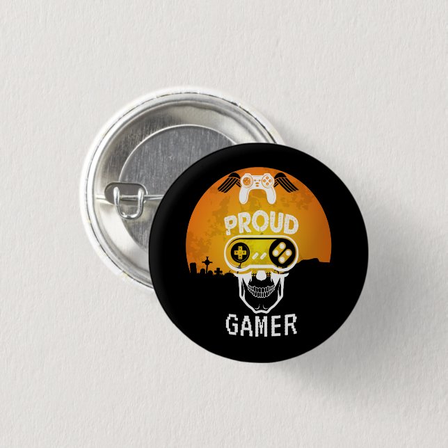 PROUD GAMER - HALLOWEEN GAMING NERD BUTTON (Front & Back)