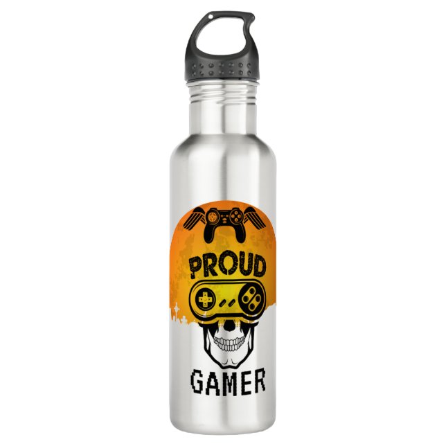 PROUD GAMER - HALLOWEEN GAMING NERD STAINLESS STEEL WATER BOTTLE (Front)