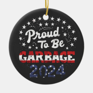 Proud Garbage Puerto Rico Latinos For Trump Ceramic Ornament