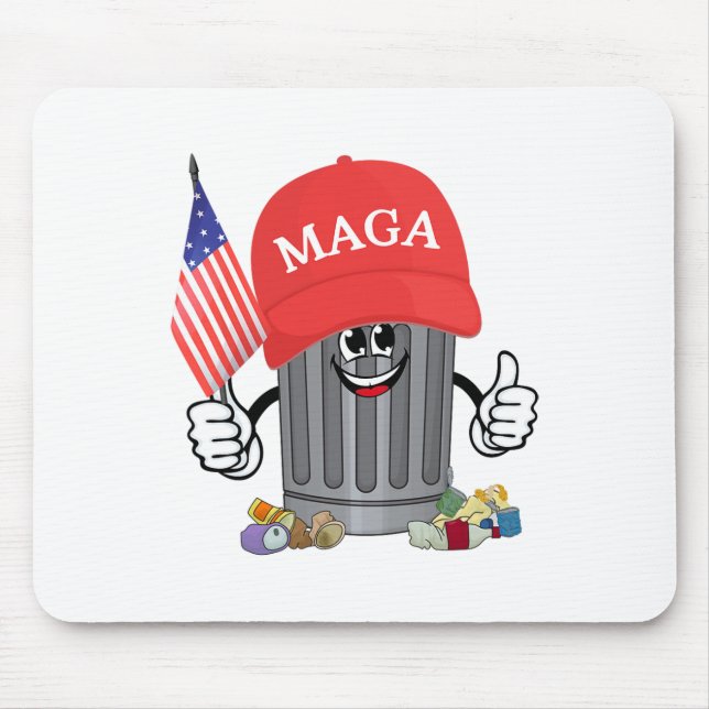 Proud Garbage Trump Supporter Trash Can Cartoon Fu Mouse Pad (Front)