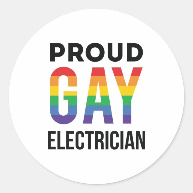 Proud Gay Electrician LGBTQ Pride Month Classic Round Sticker (Front)
