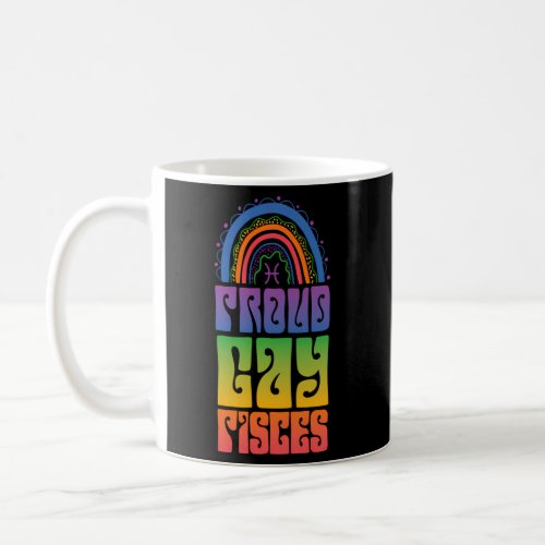Proud Gay Pisces Queer Lgbtq Pride Bohemian Rainbo Coffee Mug