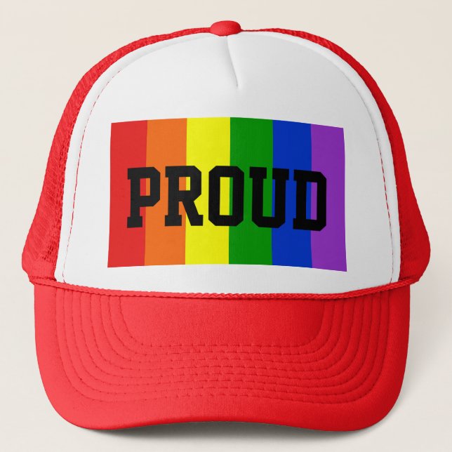 Proud Gay Rainbow Flag Ball Cap - Red (Front)