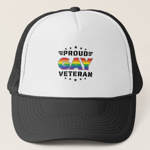 Proud Gay Veteran Pride Month Veterans Day Trucker Hat