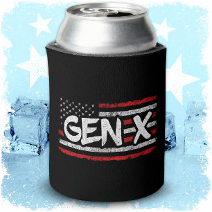 Proud Gen Xer Generation X American Flag Gen X Can Cooler